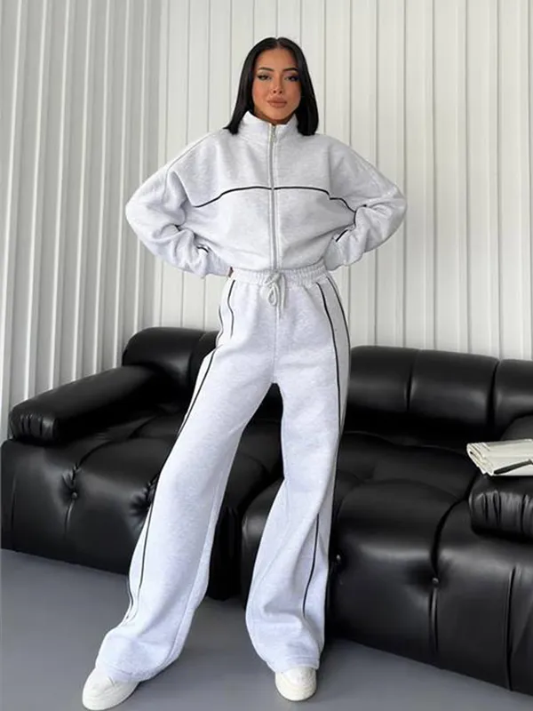 A456 FEMENINA 3D SPORTS AND LEISURE TRAJE DE OCIO DE MANGA LARGA PANTALONES DE RAYAS DE CáRDERA SEMIALTA