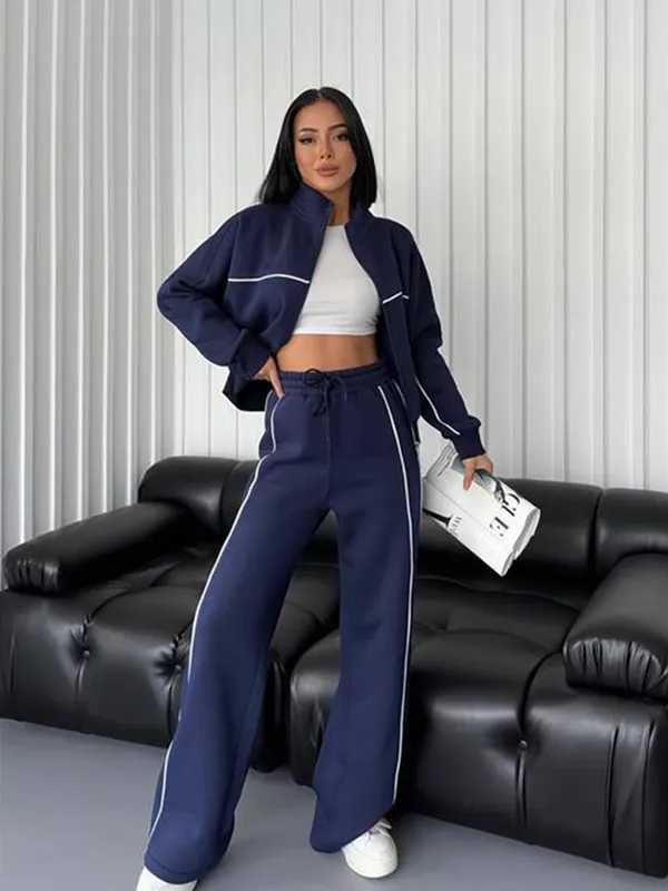 A456 FEMENINA 3D SPORTS AND LEISURE TRAJE DE OCIO DE MANGA LARGA PANTALONES DE RAYAS DE CáRDERA SEMIALTA