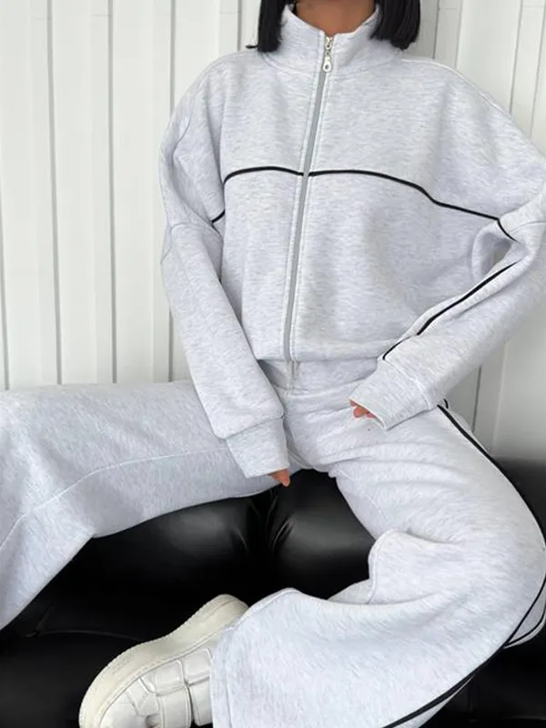 A456 FEMENINA 3D SPORTS AND LEISURE TRAJE DE OCIO DE MANGA LARGA PANTALONES DE RAYAS DE CáRDERA SEMIALTA