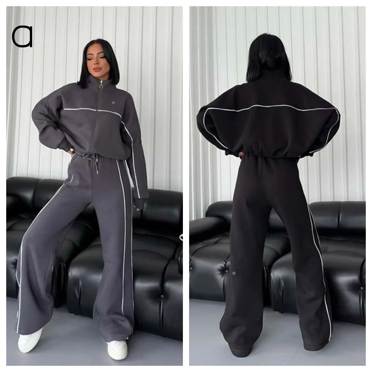A456 FEMENINA 3D SPORTS AND LEISURE TRAJE DE OCIO DE MANGA LARGA PANTALONES DE RAYAS DE CáRDERA SEMIALTA