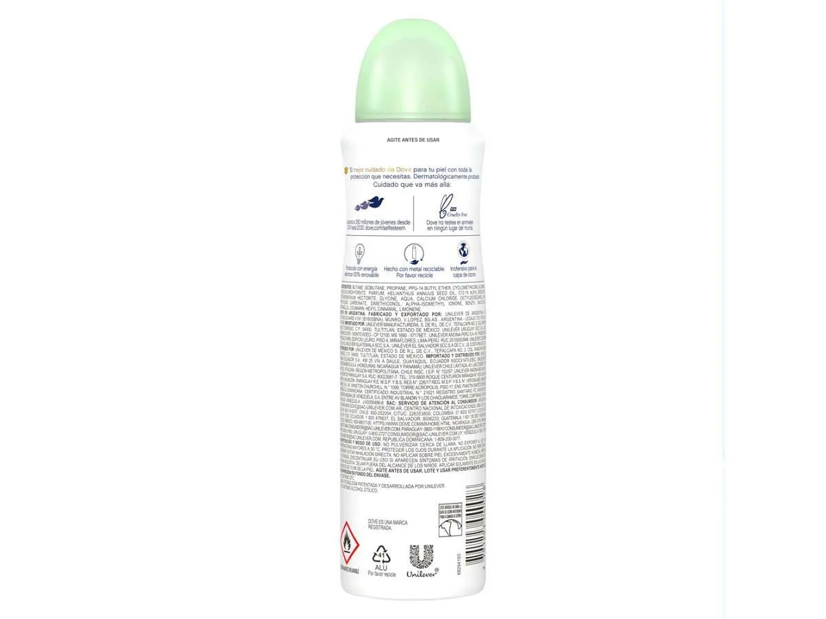 Antitranspirante DOVE Go Fresh Pepino y Té Verde en Aerosol 150 ml