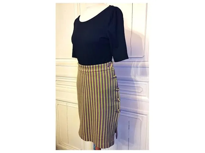 Autre Marque FALDA AGNES B FALDA BAYADERE RETRO 5 BOTONES T1 O T36 Multicolor 