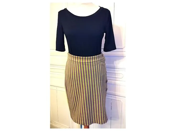 Autre Marque FALDA AGNES B FALDA BAYADERE RETRO 5 BOTONES T1 O T36 Multicolor 