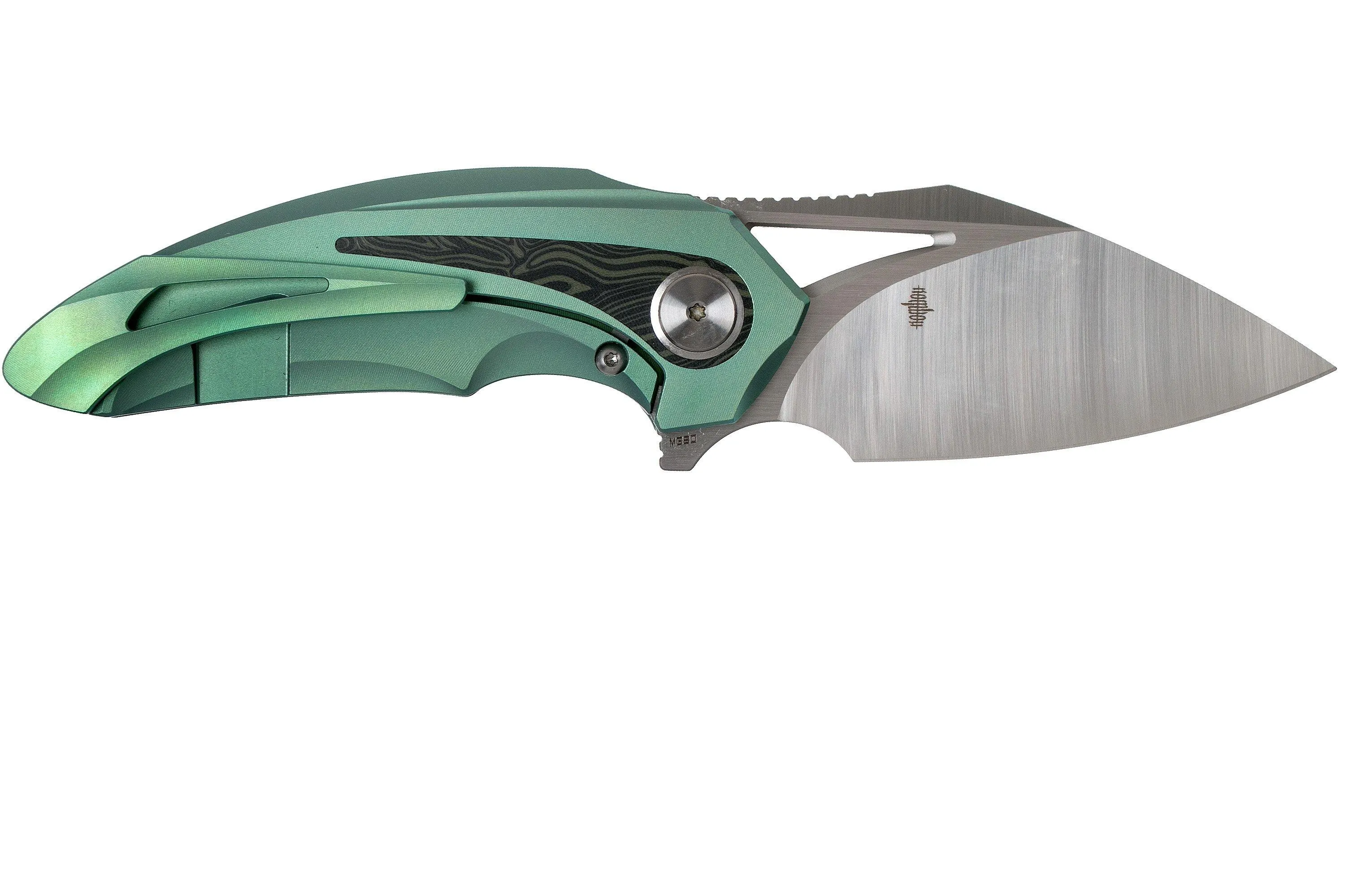 Bestech Nuke BT2107D Green Titanium, Black Green G10, Satin navaja, diseño Kombou