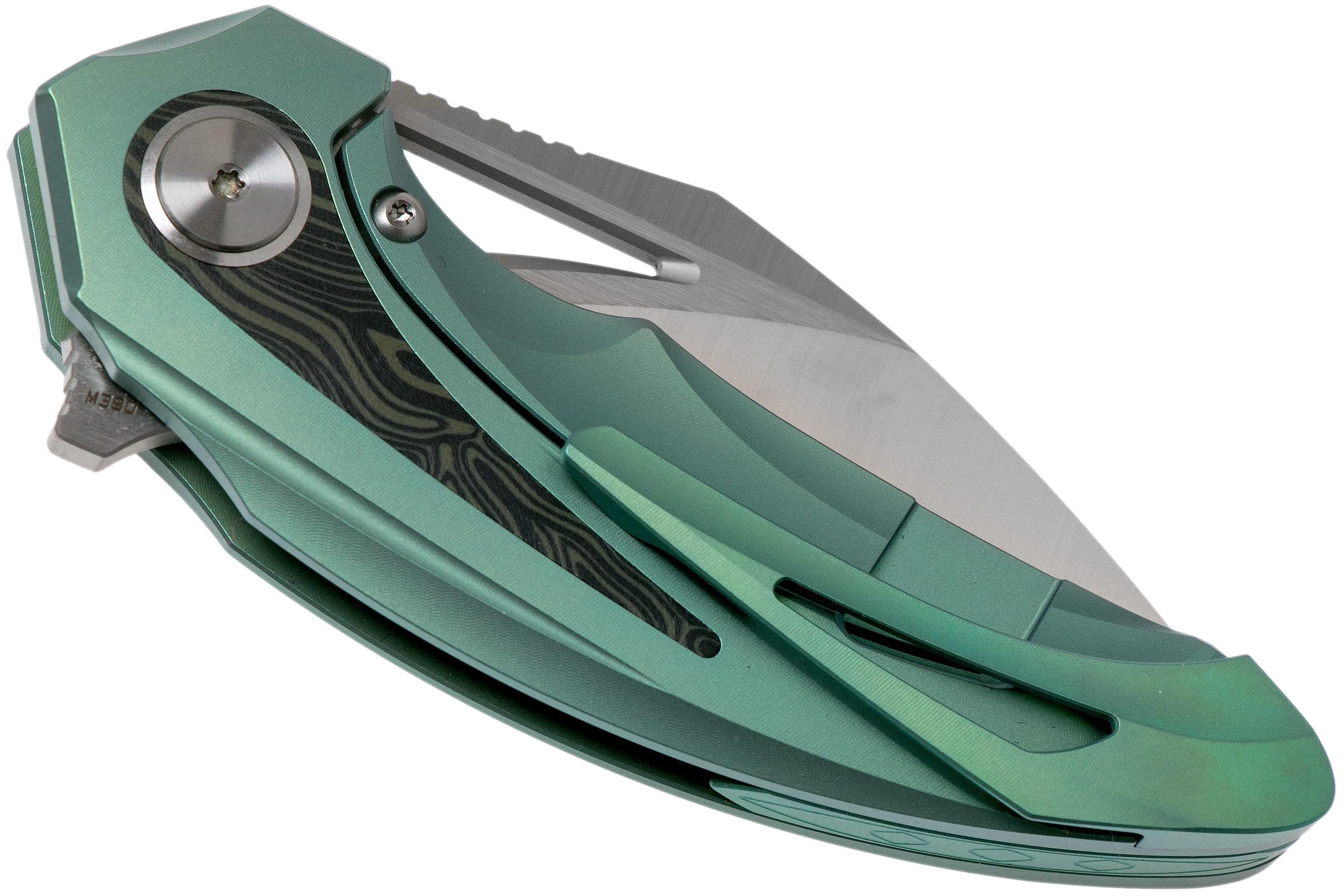 Bestech Nuke BT2107D Green Titanium, Black Green G10, Satin navaja, diseño Kombou