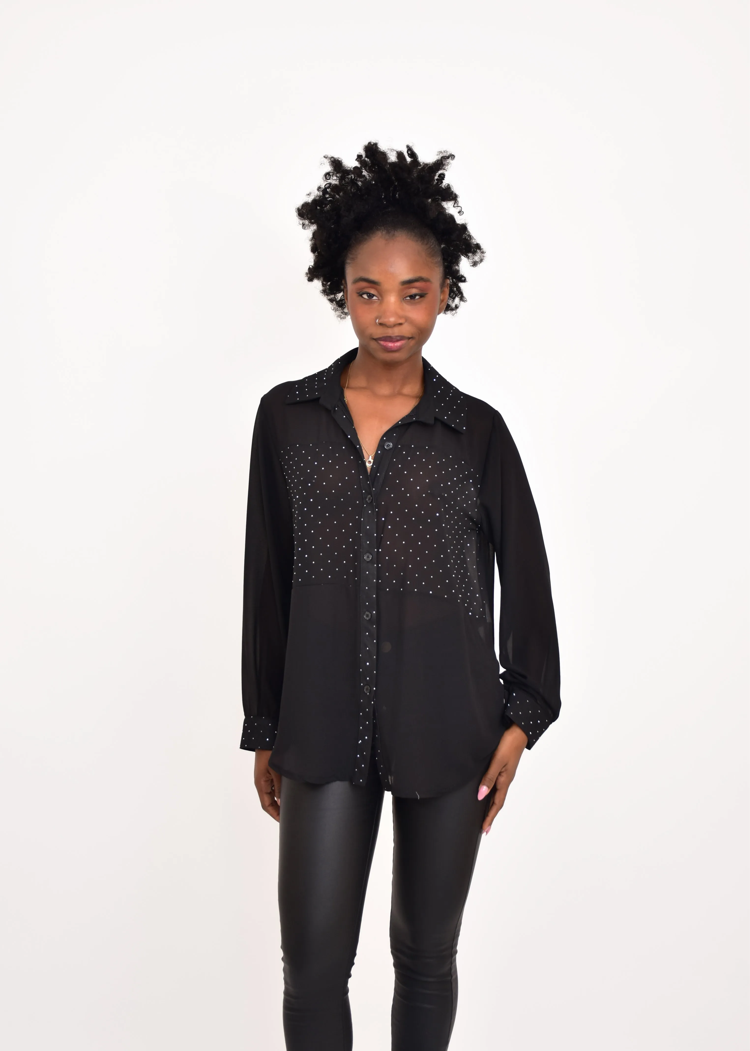 BLUSA STRASS TRANSPARENCIASNEGRA