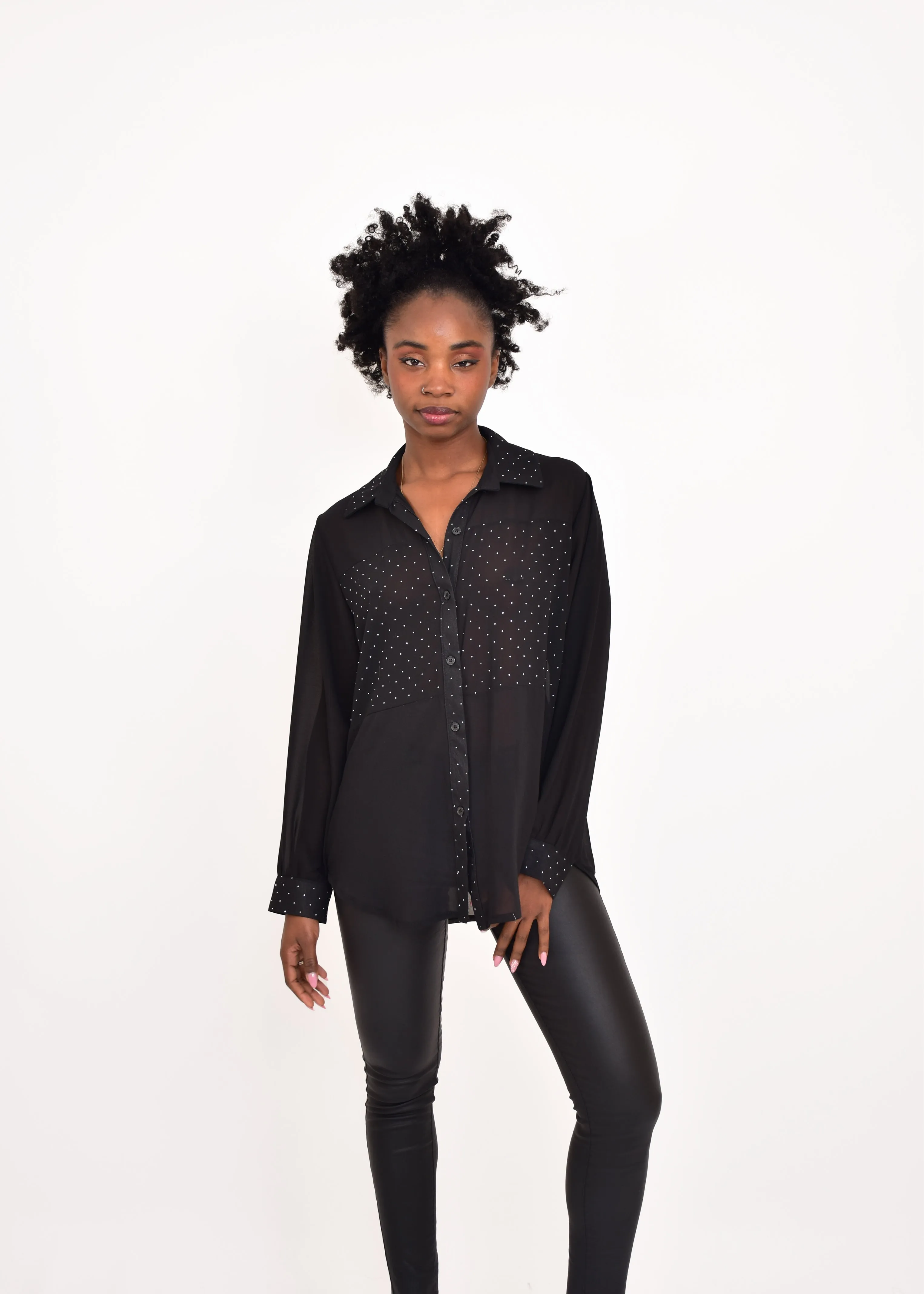 BLUSA STRASS TRANSPARENCIASNEGRA