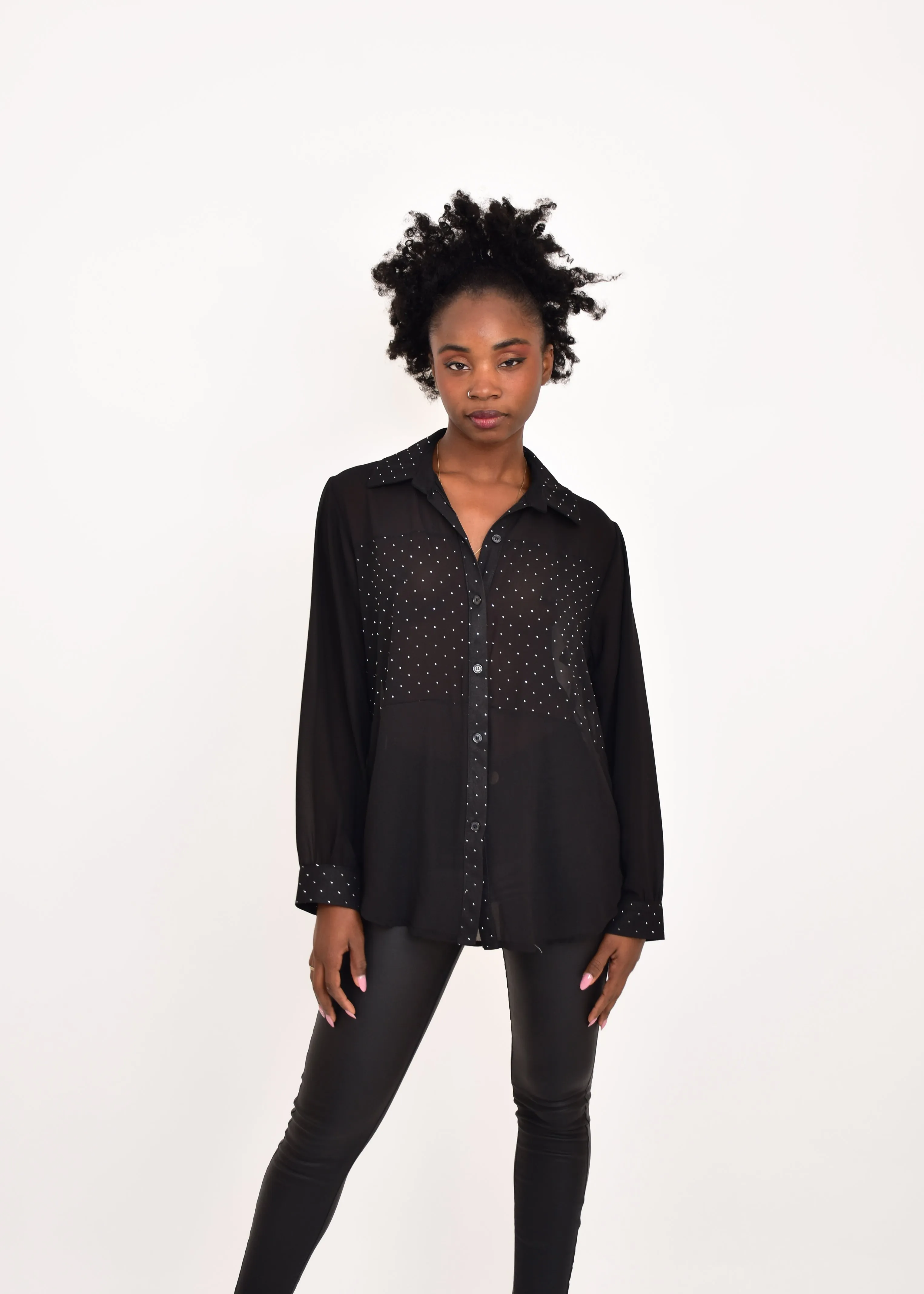 BLUSA STRASS TRANSPARENCIASNEGRA