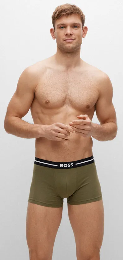 Boss Trunk 3P Bold Pack de 3 bóxers de algodón para hombre en negro blanco