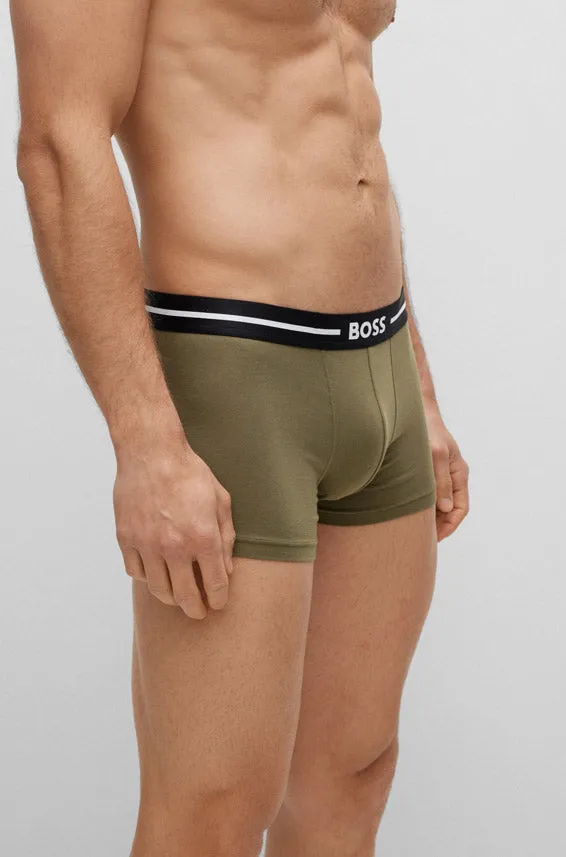 Boss Trunk 3P Bold Pack de 3 bóxers de algodón para hombre en negro blanco