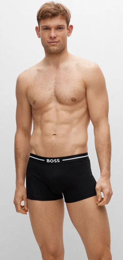 Boss Trunk 3P Bold Pack de 3 bóxers de algodón para hombre en negro blanco