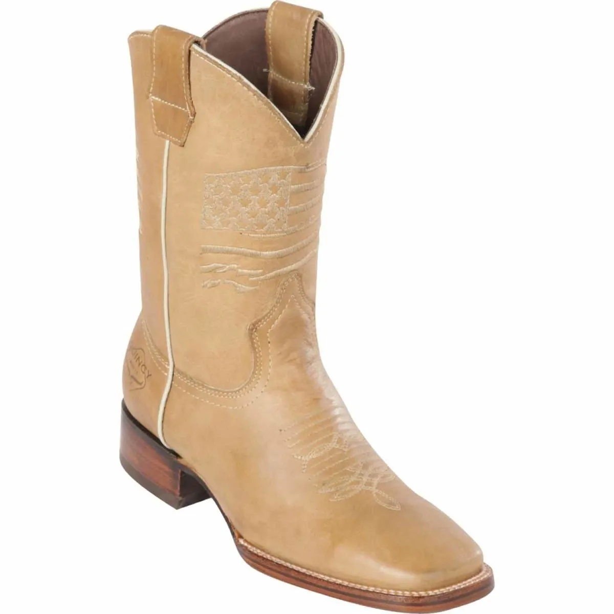 Botas de Cuero Grasso Bandera USA Horma Rodeo Cuadrada Q822A8331