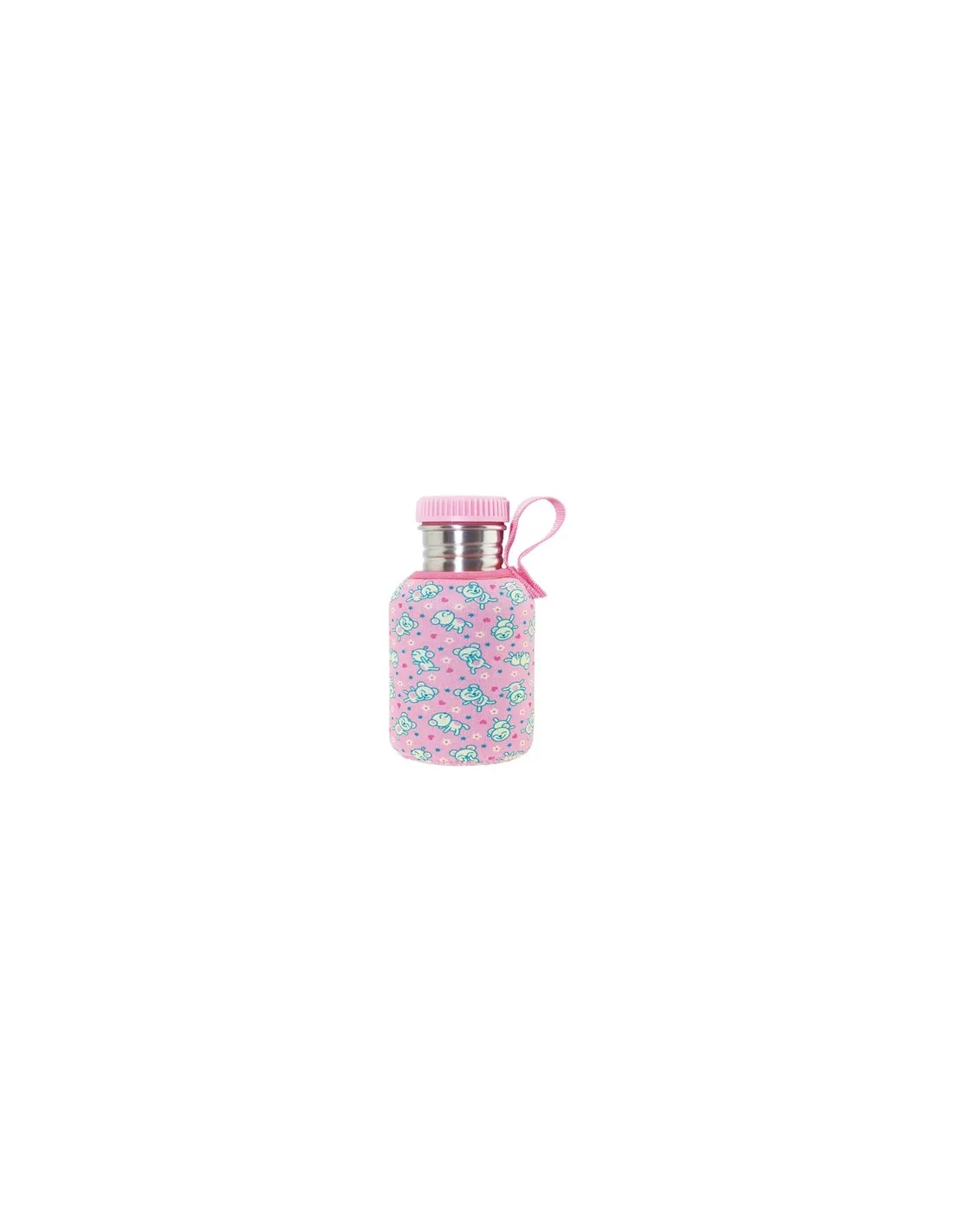 Botella térmica con funda Basic Steel rosa 350ml de Laken