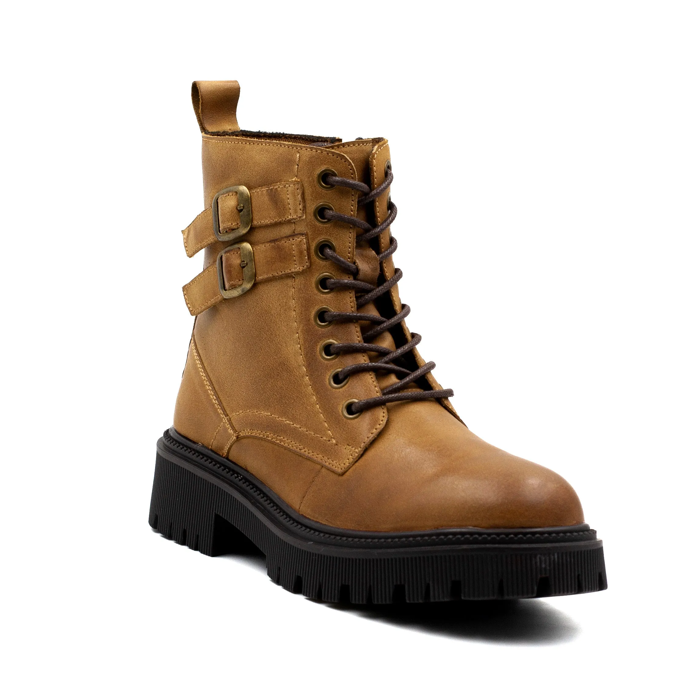 Botin Palm mujer con cierre y cordon color café