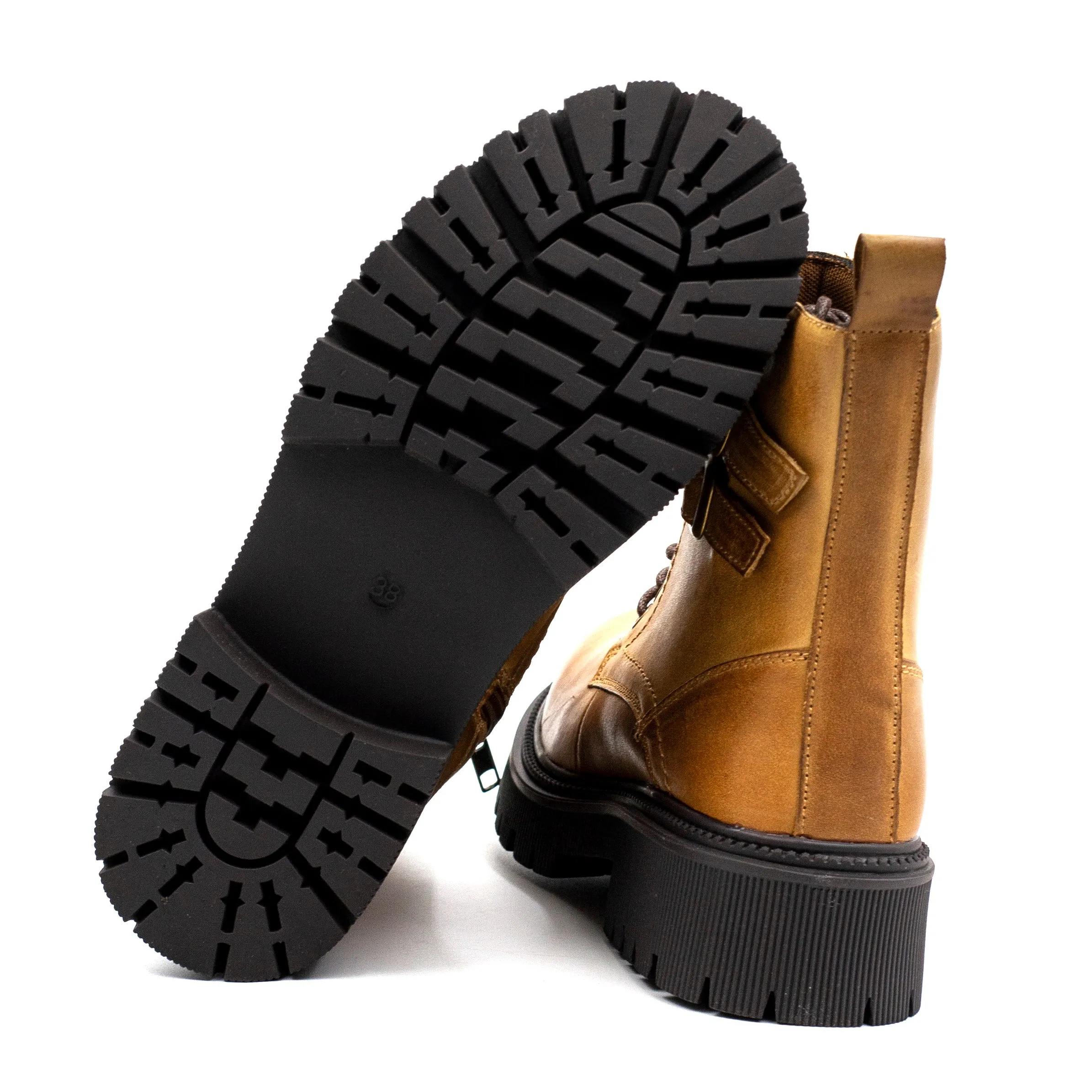 Botin Palm mujer con cierre y cordon color café