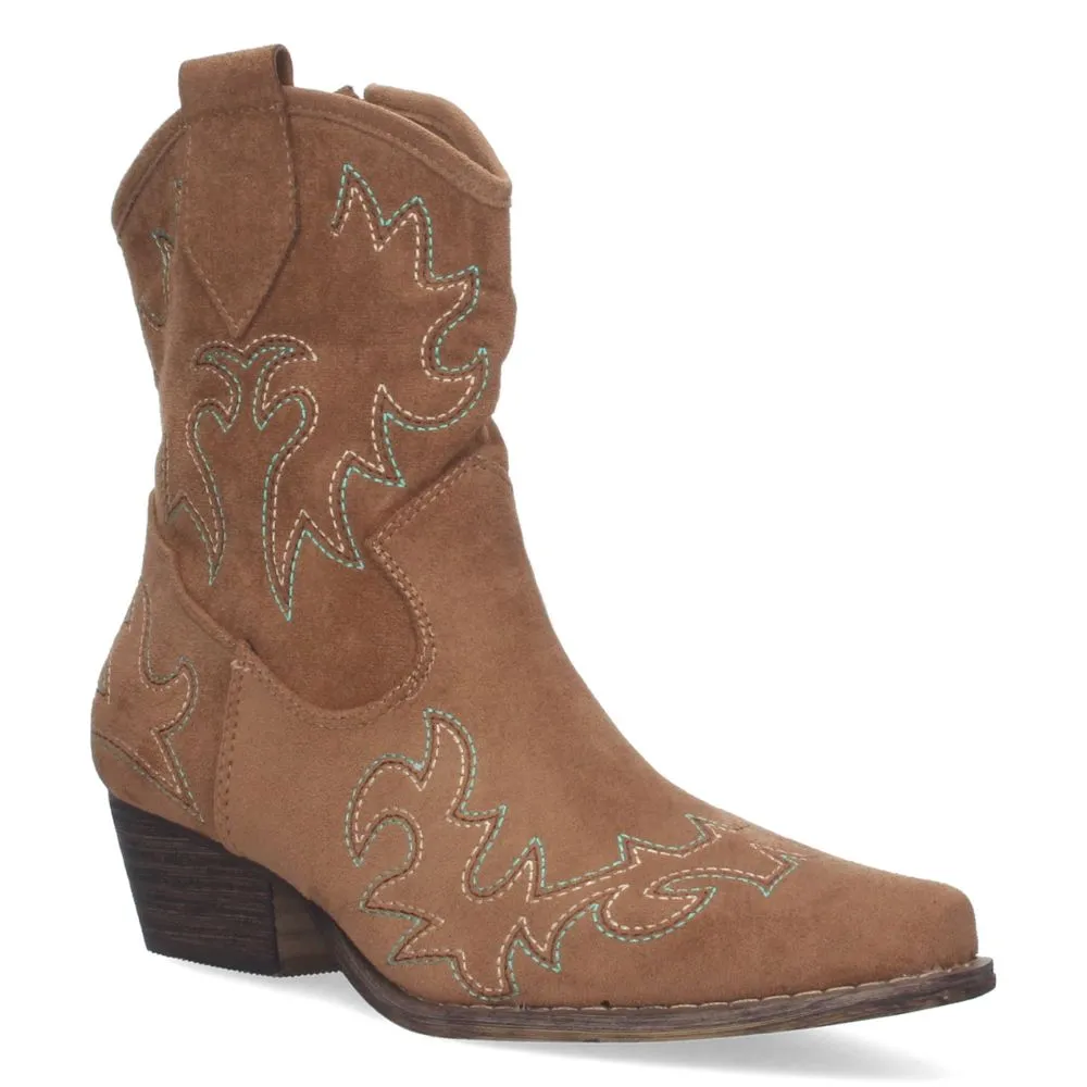 Botines Camperos con Tacón Cómodos Bordado Dorado Caña de 18cm. Cierre de Cremallera