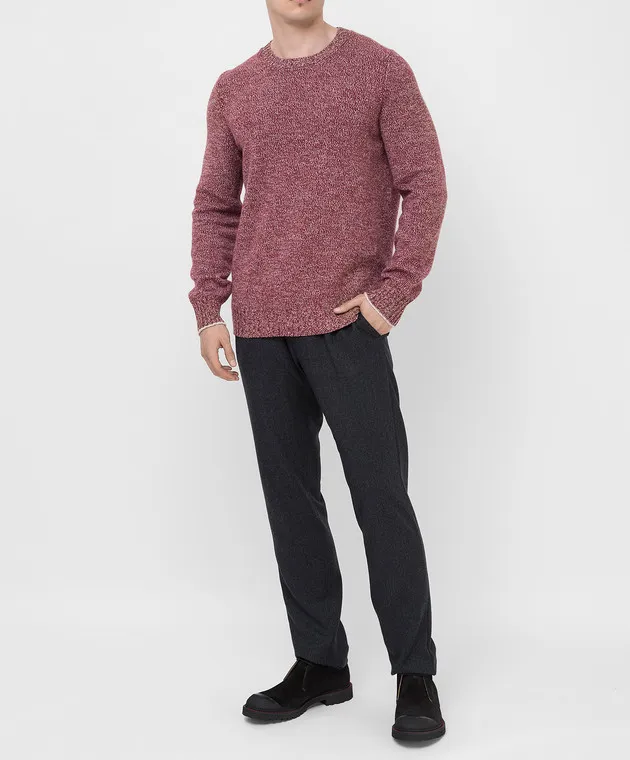 Brunello Cucinelli Burgundy wool, cashmere and silk sweater