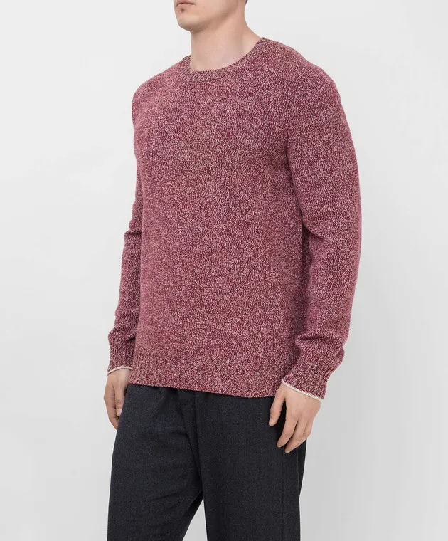 Brunello Cucinelli Burgundy wool, cashmere and silk sweater