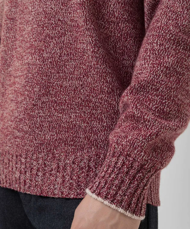Brunello Cucinelli Burgundy wool, cashmere and silk sweater