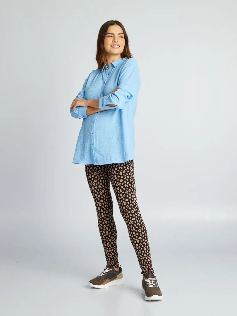 CAMISA DE GASA DE ALGODóN DE LACTANCIA  AZUL