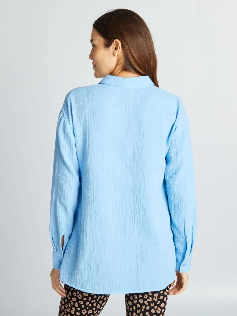 CAMISA DE GASA DE ALGODóN DE LACTANCIA  AZUL