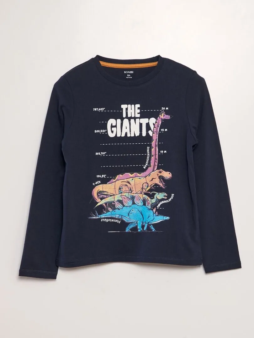 CAMISETA DE ALGODóN DE MANGA LARGA  AZUL