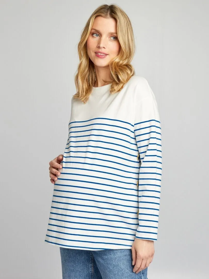 CAMISETA DE LACTANCIA A RAYAS  AZUL