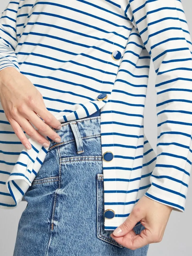 CAMISETA DE LACTANCIA A RAYAS  AZUL
