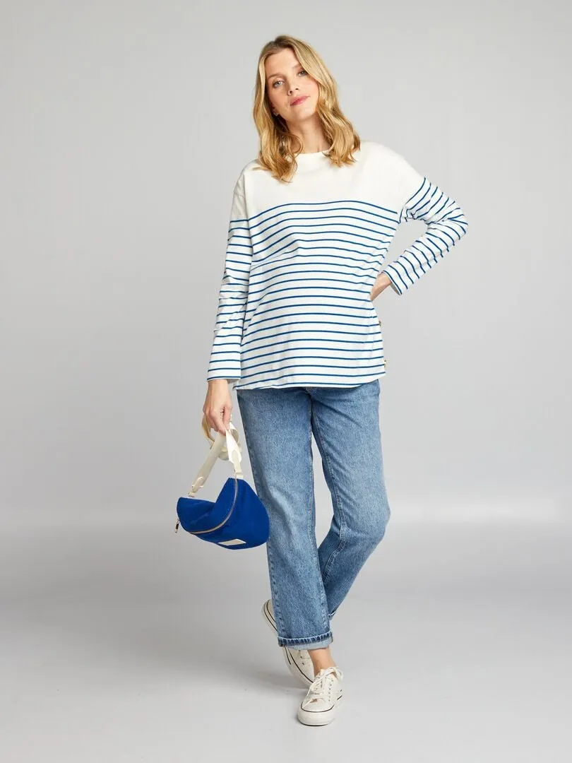 CAMISETA DE LACTANCIA A RAYAS  AZUL