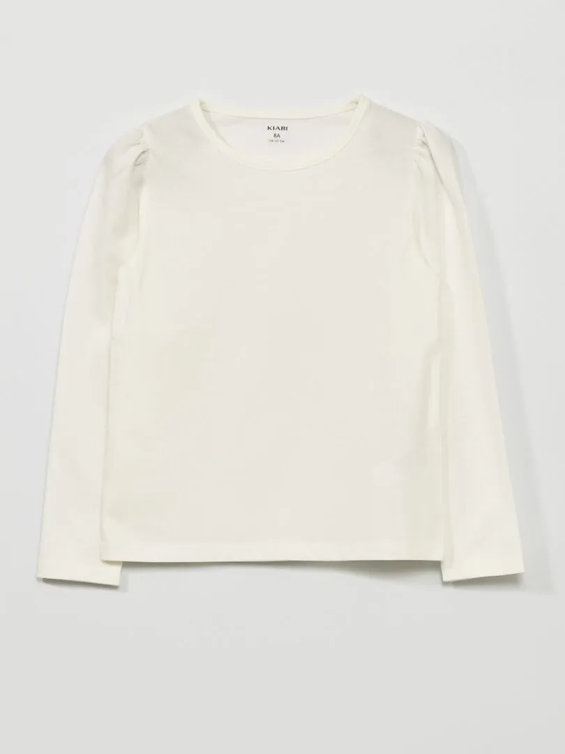 CAMISETA DE PUNTO DE MANGA LARGA  BLANCO