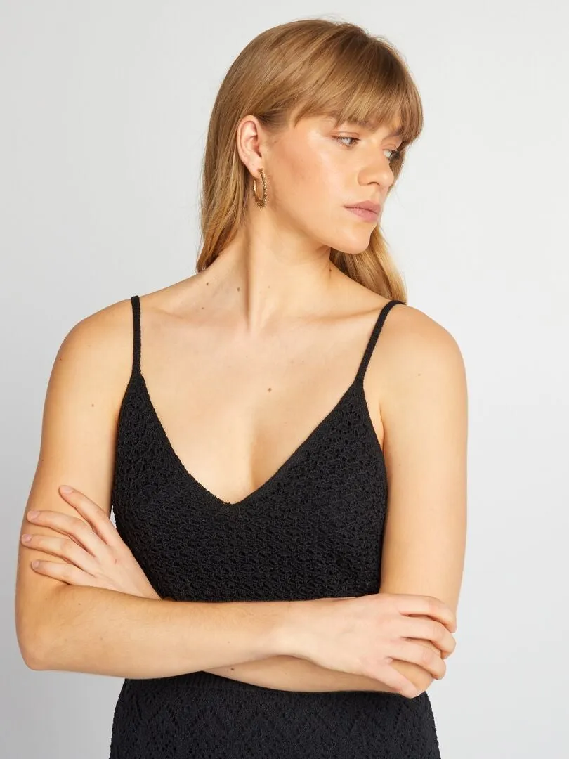 CAMISETA DE TIRANTES DE CROCHé  NEGRO