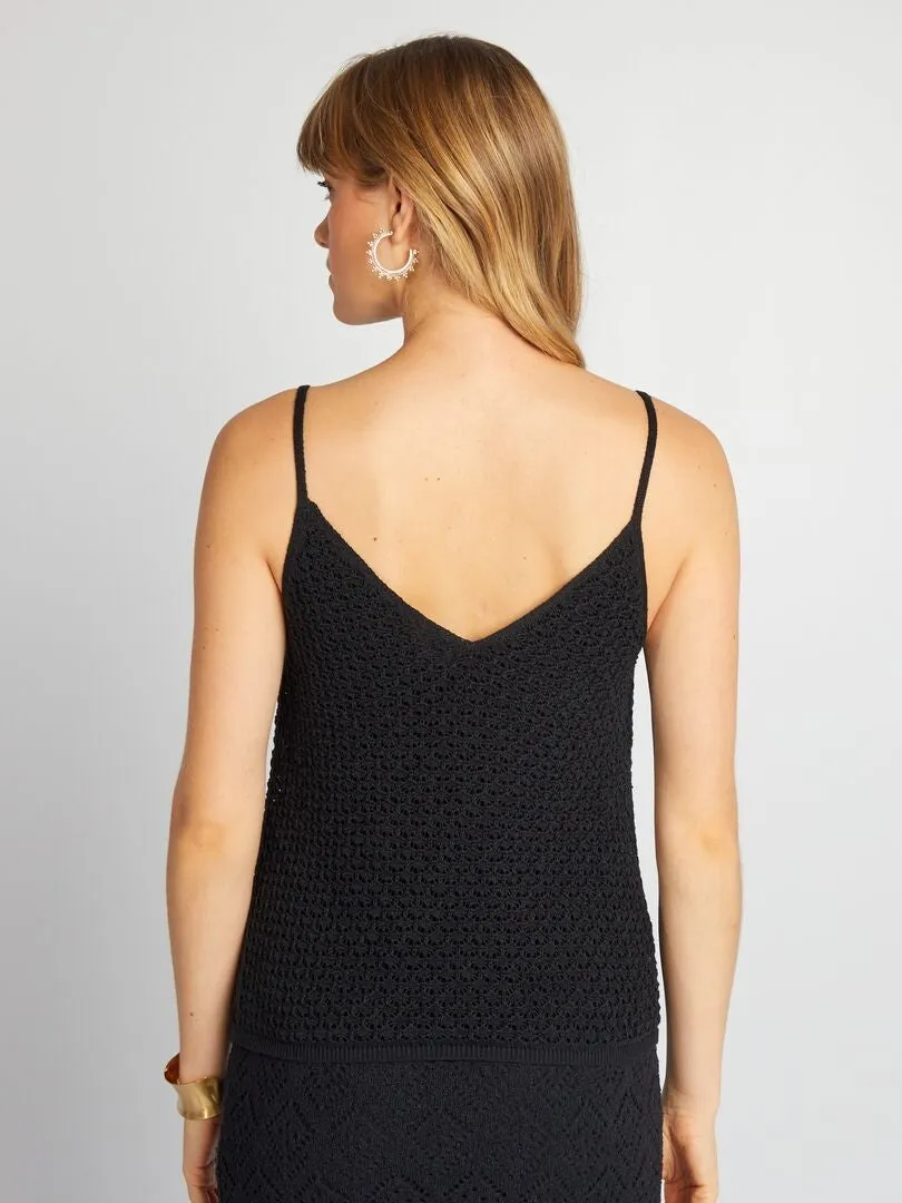 CAMISETA DE TIRANTES DE CROCHé  NEGRO