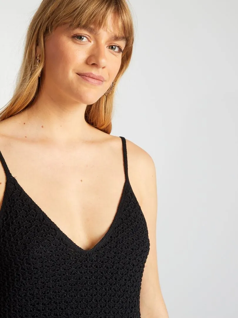CAMISETA DE TIRANTES DE CROCHé  NEGRO