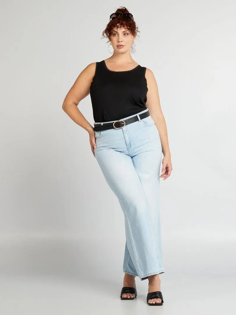CAMISETA DE TIRANTES DE PUNTO DE CANALé  NEGRO