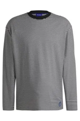 Camiseta holgada de punto de algodón con rayas horizontales