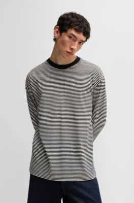 Camiseta holgada de punto de algodón con rayas horizontales