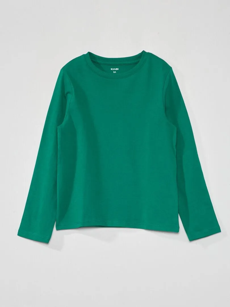 CAMISETA LISA DE MANGA LARGA  VERDE