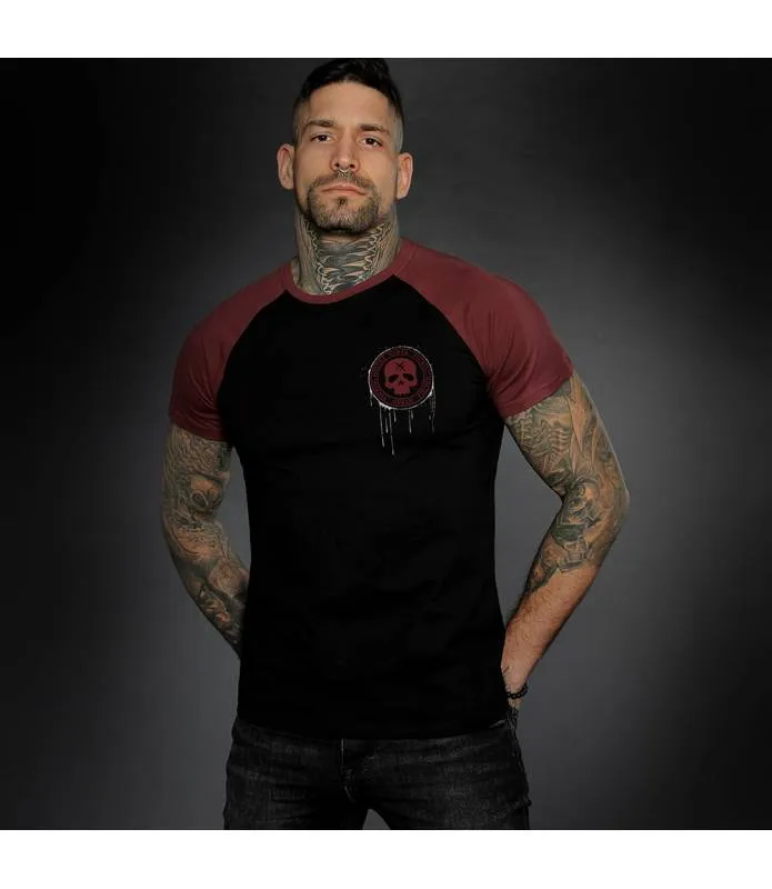 CAMISETA MANGA CORTA HOMBRE SNAKE FUCK NEGRA Y ROJA HYRAW SP23M07