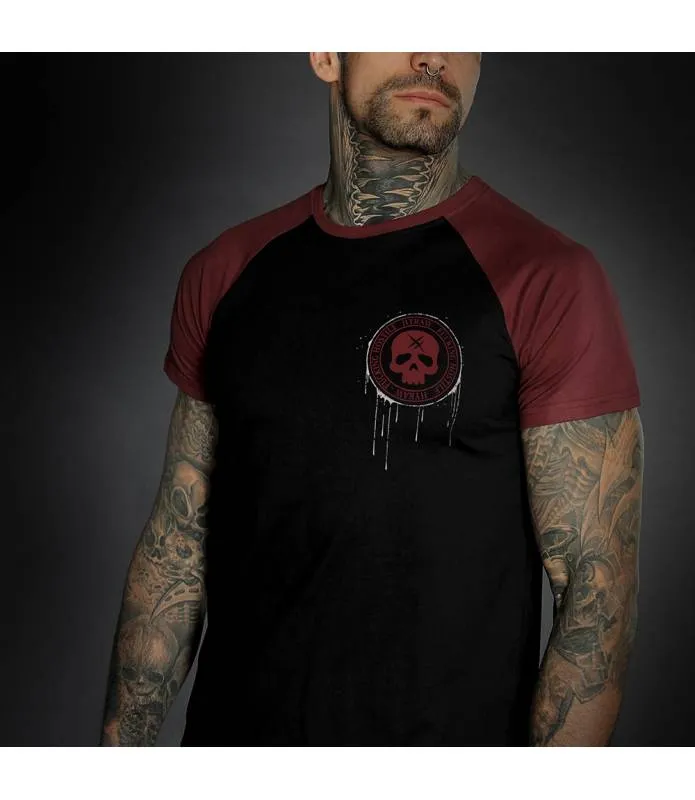 CAMISETA MANGA CORTA HOMBRE SNAKE FUCK NEGRA Y ROJA HYRAW SP23M07
