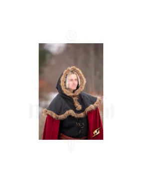 CAPUCHA MEDIEVAL FIMBUL EN LANA  NEGRA