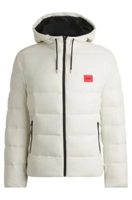 Chaqueta acolchada slim fit repelente al agua con ribete de logo