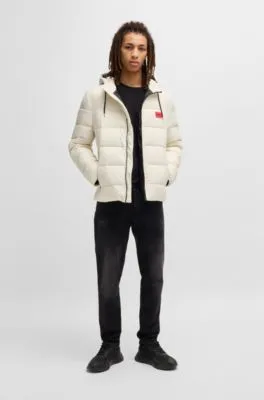 Chaqueta acolchada slim fit repelente al agua con ribete de logo