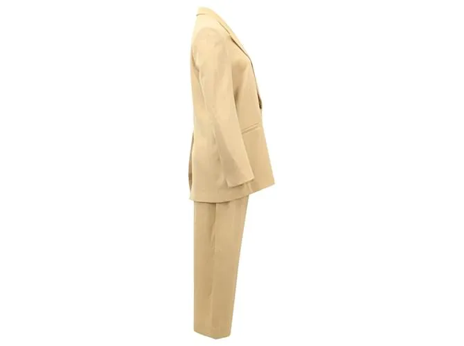 Chaqueta con botonadura forrada Jimi de Petar Petrov y pantalones cónicos plisados Herve de lana nude Castaño Carne 