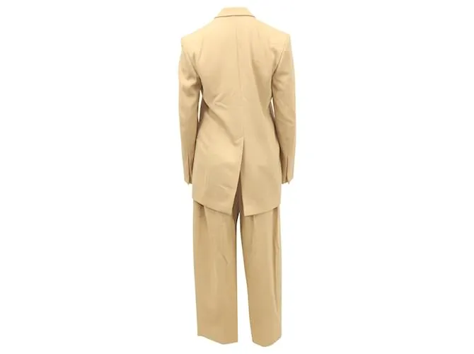Chaqueta con botonadura forrada Jimi de Petar Petrov y pantalones cónicos plisados Herve de lana nude Castaño Carne 