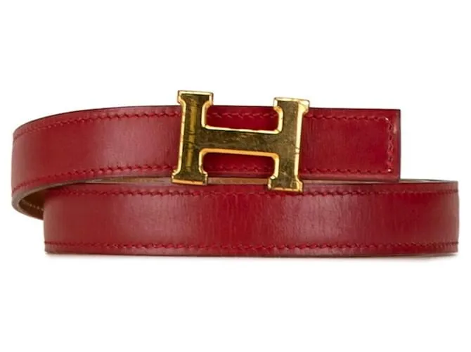 Cinturón H reversible Constance de Hermès Castaño Roja 