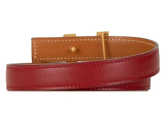 Cinturón H reversible Constance de Hermès Castaño Roja 