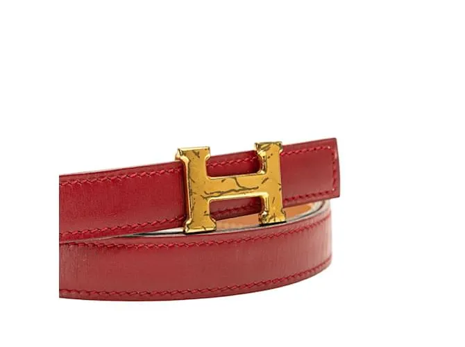 Cinturón H reversible Constance de Hermès Castaño Roja 