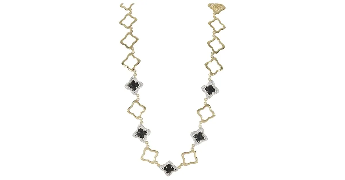 Collar de diamantes y ónix de cuatro hojas de David Yurman en 18K oro amarillo 1.75 ct Plata Metálico 