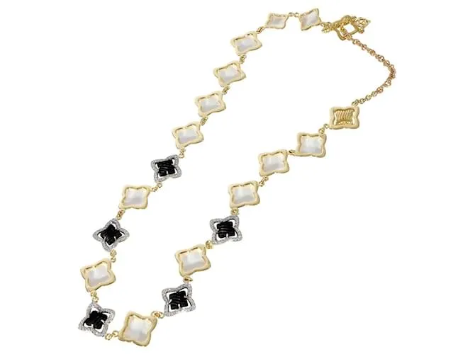Collar de diamantes y ónix de cuatro hojas de David Yurman en 18K oro amarillo 1.75 ct Plata Metálico 