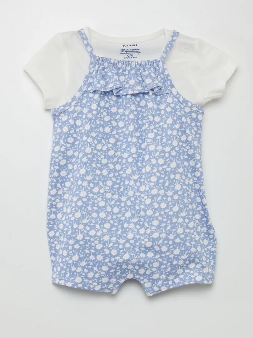 CONJUNTO DE MONO + CAMISETA  2 PIEZAS  AZUL